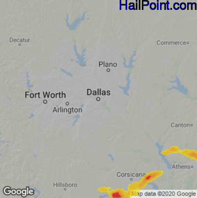 Hail Map Dallas, TX March 23, 2025 