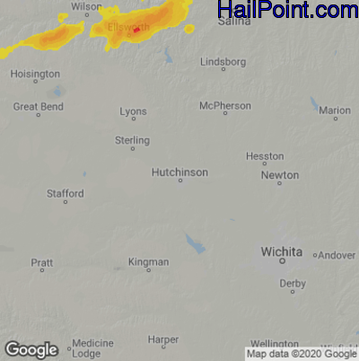 Hail Map Hutchinson, KS March 27, 2025 