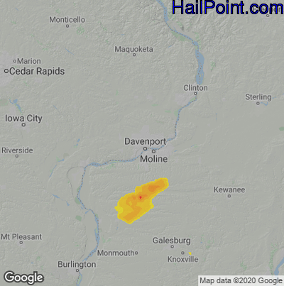 Hail Map for Davenport, IA Region on March 28, 2025 