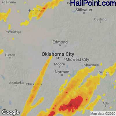 Hail Map Oklahoma City, OK March 30, 2025 
