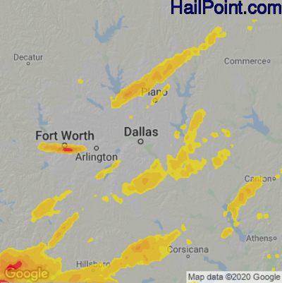 Hail Map Dallas, TX March 30, 2025 