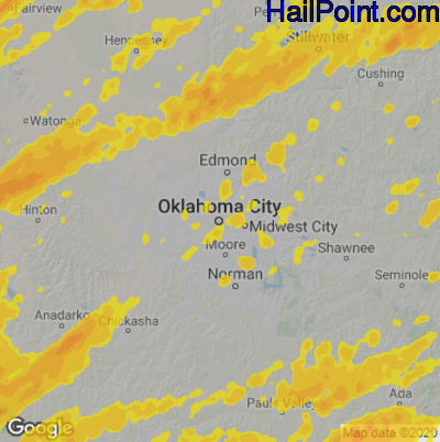 Hail Map Oklahoma City, OK April 01, 2025 