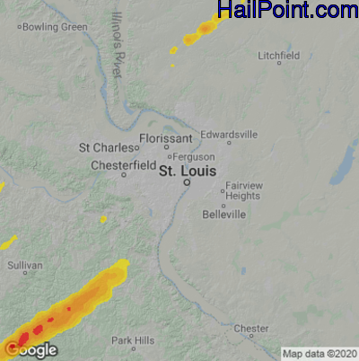 Hail Map for St. Louis, MO Region on April 2, 2025