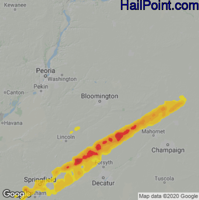 Hail Map Bloomington, IL April 02, 2025 