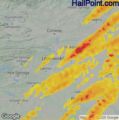 Hail Map for Little Rock, AR Region on April 2, 2025