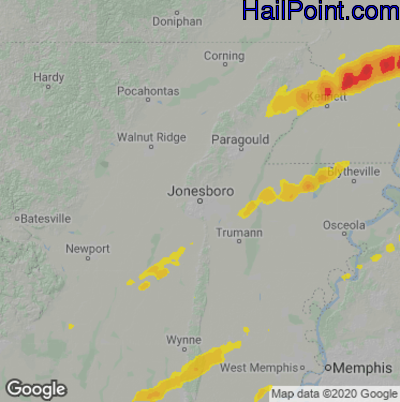 Hail Map for Jonesboro, AR Region on April 4, 2025