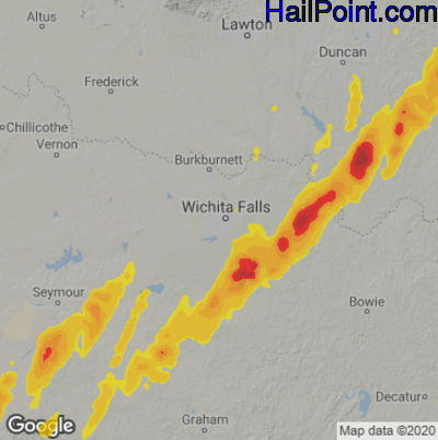 Hail Map for Wichita Falls, TX Region on April 4, 2025
