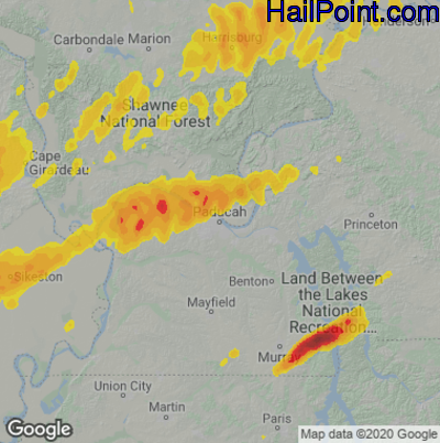 Hail Map Paducah, KY April 04, 2025 