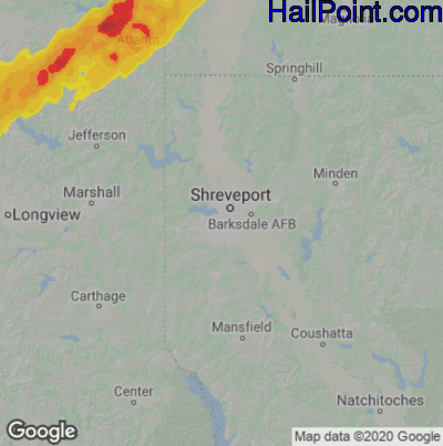 Hail Map for Shreveport, LA Region on April 4, 2025