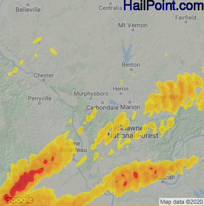 Hail Map for Carbondale, IL Region on April 4, 2025
