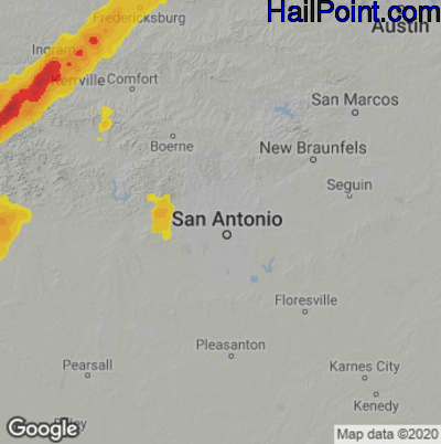 Hail Map for San Antonio, TX Region on April 5, 2025