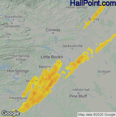 Hail Map for Little Rock, AR Region on April 5, 2025