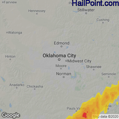 Hail Map Oklahoma City, OK April 05, 2025 