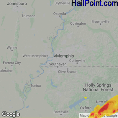 Hail Map Memphis, TN April 05, 2025 