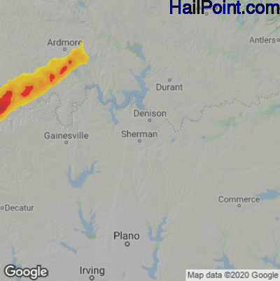 Hail Map for Sherman, TX Region on April 19, 2025