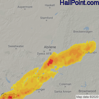 Hail Map for Abilene, TX Region on April 19, 2025