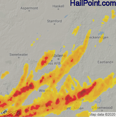 Hail Map for Abilene, TX Region on April 19, 2025
