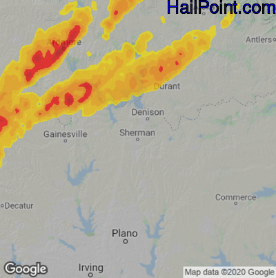 Hail Map for Sherman, TX Region on April 20, 2025