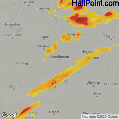Hail Map Hutchinson, KS April 23, 2025 