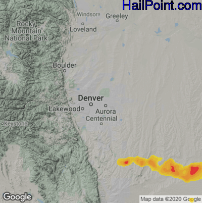 Hail Map for Denver, CO Region on April 23, 2025