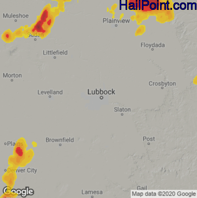 Hail Map for Lubbock, TX Region on April 24, 2025