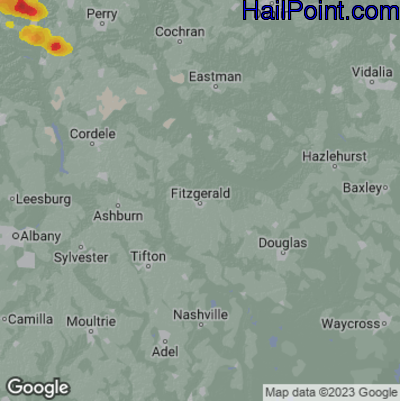 Hail Map for Fitzgerald, GA Region on April 24, 2025