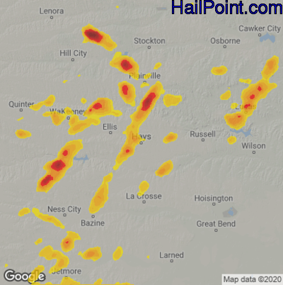 Hail Map for Hays, KS Region on April 24, 2025