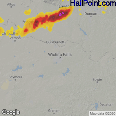 Hail Map for Wichita Falls, TX Region on April 26, 2025