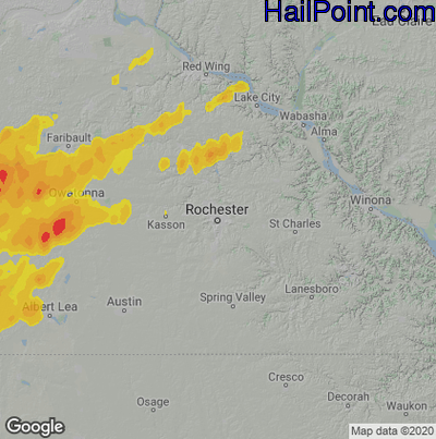Hail Map Rochester, MN April 28, 2025 