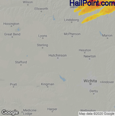 Hail Map Hutchinson, KS April 28, 2025 