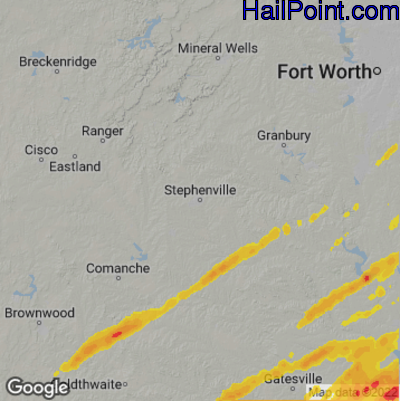 Hail Map for Stephenville, TX Region on April 30, 2025