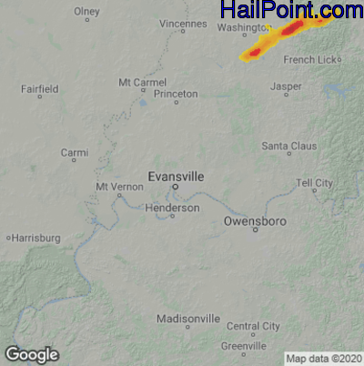 Hail Map Evansville, IN April 30, 2025 