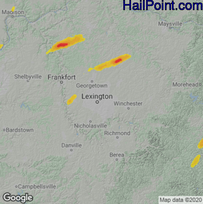 Hail Map Lexington, KY April 30, 2025 