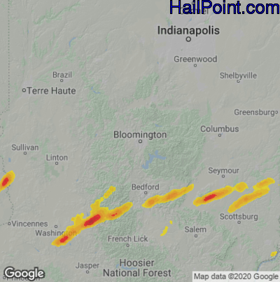 Hail Map Bloomington, IN April 30, 2025 
