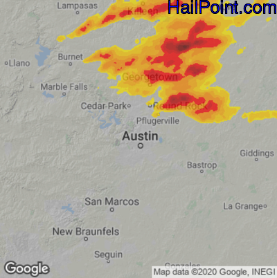 Hail Map Austin, TX April 30, 2025 