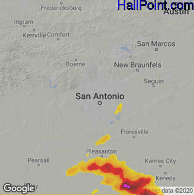 Hail Map San Antonio, TX April 30, 2025 