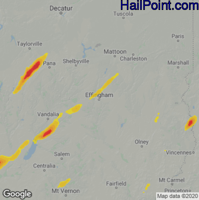 Hail Map Effingham, IL April 30, 2025 