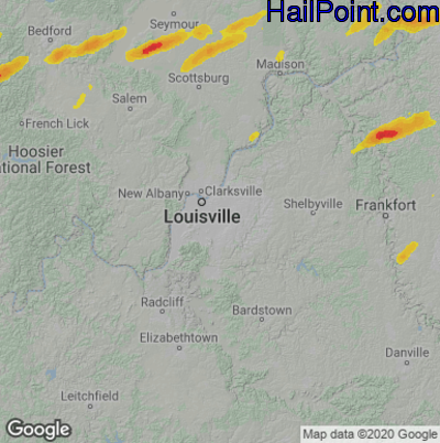 Hail Map Louisville, KY April 30, 2025 