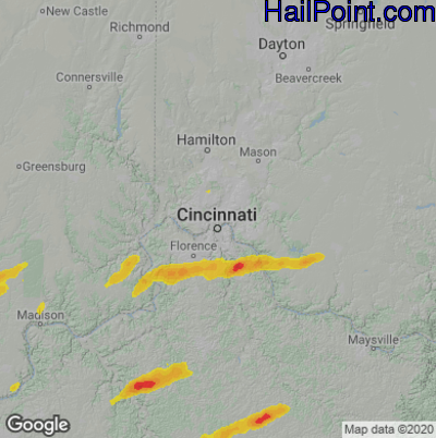 Hail Map Cincinnati, OH April 30, 2025 