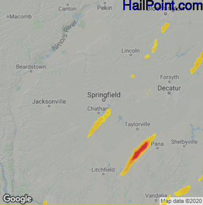 Hail Map Springfield, IL May 01, 2025 