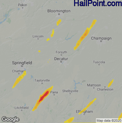 Hail Map Decatur, IL May 01, 2025 