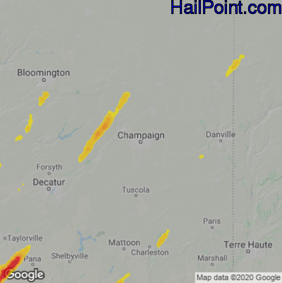 Hail Map Champaign, IL May 01, 2025 