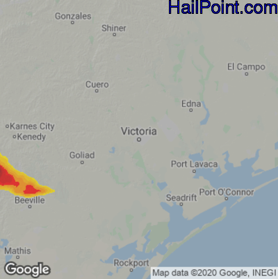 Hail Map Victoria, TX May 01, 2025 