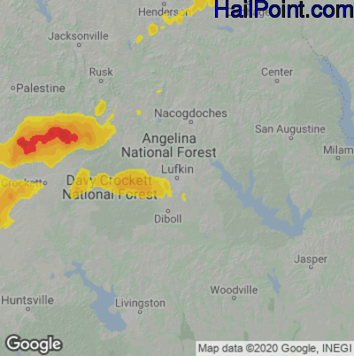 Hail Map Lufkin, TX May 01, 2025 