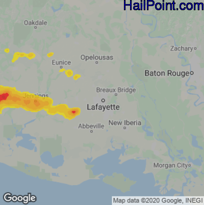Hail Map Lafayette, LA May 01, 2025 