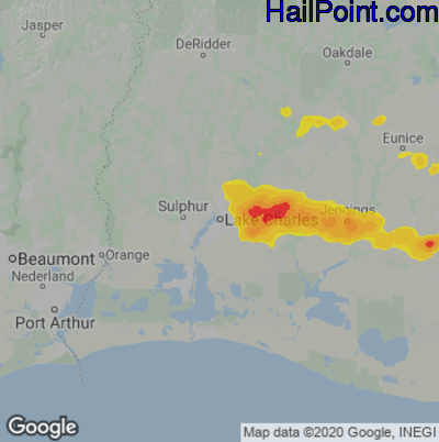 Hail Map Lake Charles, LA May 01, 2025 