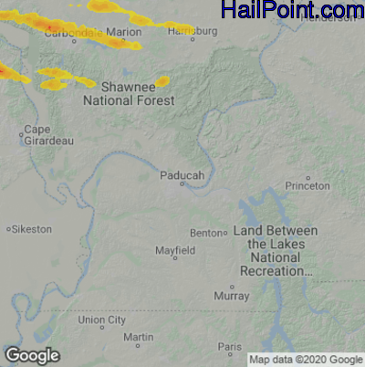 Hail Map Paducah, KY May 01, 2025 