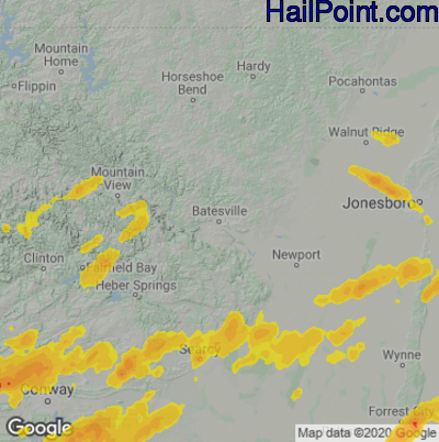 Hail Map Batestville, AR May 02, 2025 