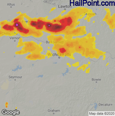 Hail Map Wichita Falls, TX May 02, 2025 