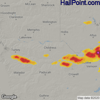 Hail Map Childress, TX May 02, 2025 